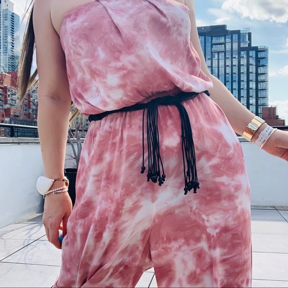 Free People Marble Abstract Cloud Camo Tie Dye Strapless Jumpsuit - Picture 15 of 16